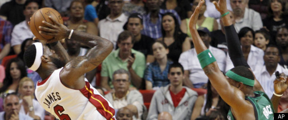 LeBron James And Jermaine O’Neal Have A Shoving Match In Heat Win Over The Celtics [Video]