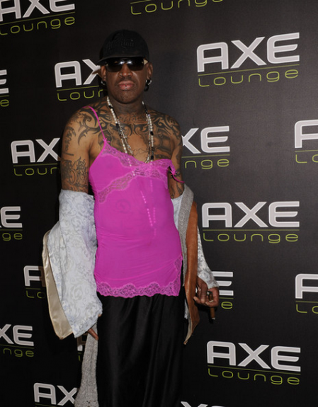 Dennis Rodman Celebrates His 50th Birthday In Lingerie At AXE Lounge [Photos]