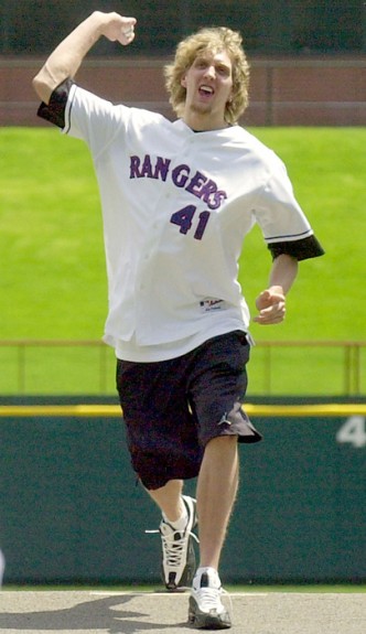 Dirk Nowitzki Throws Out A High First Pitch At Rangers Game [Video]