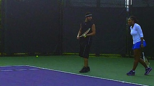 Serena Williams Works On Her Tennis Game With Drake [Photo]