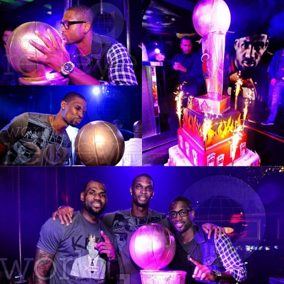LeBron James, Chris Bosh & Dwyane Wade still celebrating at Bamboo in Miami [photos]