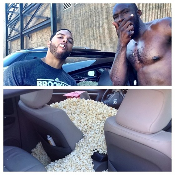 Nets Deron Williams & Reggie Evans fill rookie’s car with popcorn [photo]