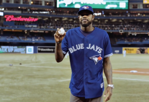 Amir-Johnson-first-pitch-Toronto-Blue-Jays