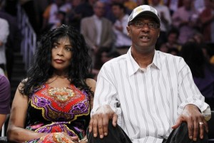 Lakers Bryant's parents Pam and Joe Bryant watch their son play the Celtics during Game 7 of the 2010 NBA Finals basketball series in Los Angeles