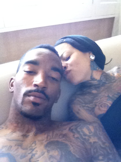 Jr Smith has a new lady in his life and she is just as tatted as he is. 