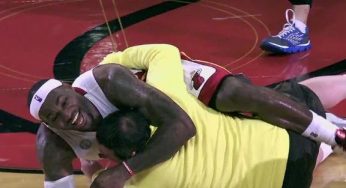 Guy hits half-court shot, wins $75K and gets tackled by LeBron James [video]