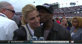 Erin Andrews avoids 50 Cent trying to plant a kiss at the Daytona 500 [video]