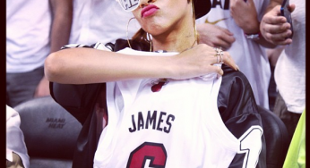 RIhanna reps Lebron James during Heat vs. Bucks [photos]