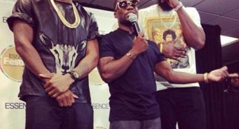 James Harden clowns around with Trey Songz & Kevin Hart at the Essence Festival [video]