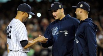 Mariano Rivera emotional as Derek Jeter & Andy Pettitte take him out of final game at Yankee stadium [video]