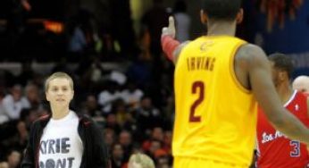 Cavs fan runs on court wearing “Kyrie don’t leave” shirt [video]
