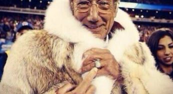 Fashion Glance: NFL legend Joe Namath rocks a fur for coin toss at SB48 [photo]