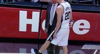 Spurs Manu Ginobili busts through his Nike sneaker on the court [video]