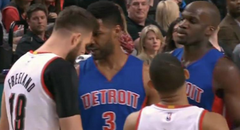 Blazers Joel Freeland and Pistons Shawne Williams Exchange Head Butts [Video]