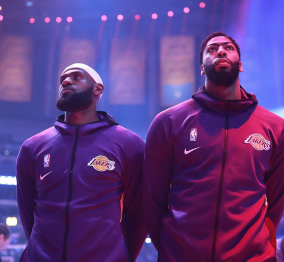 Lakers LeBron James and Anthony Davis at Staples